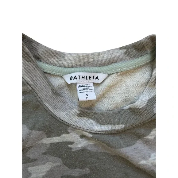 Athleta Women Gray Camo Coaster Luxe Sweatshirt Dress Small Long Sleeve Pockets - Picture 3 of 5